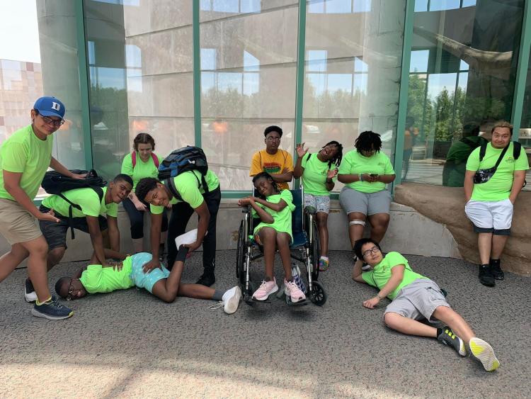 Students taking a break at the NC Museum of Natural Sciences