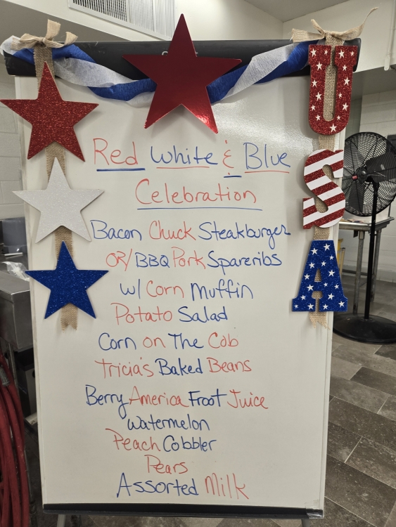 Red, White and Blue day in the cafeteria