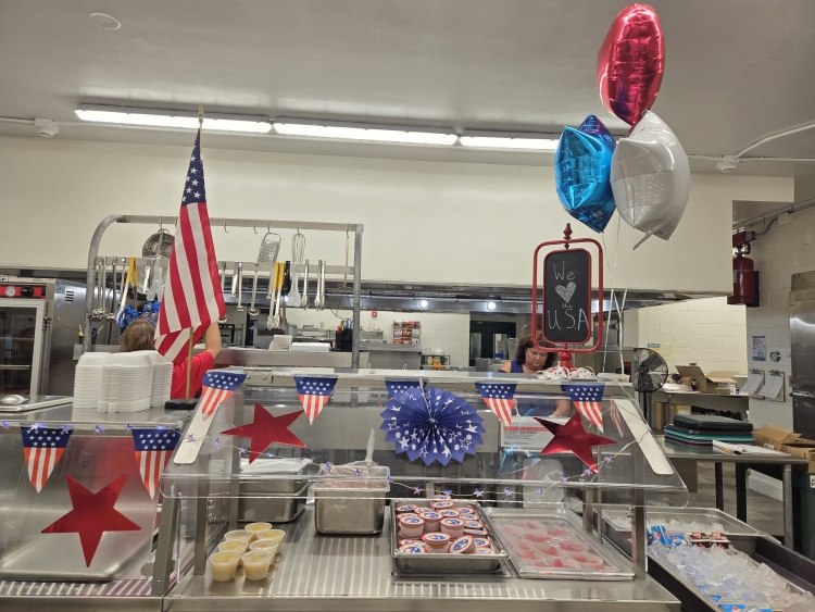 Red, White and Blue day in the cafeteria