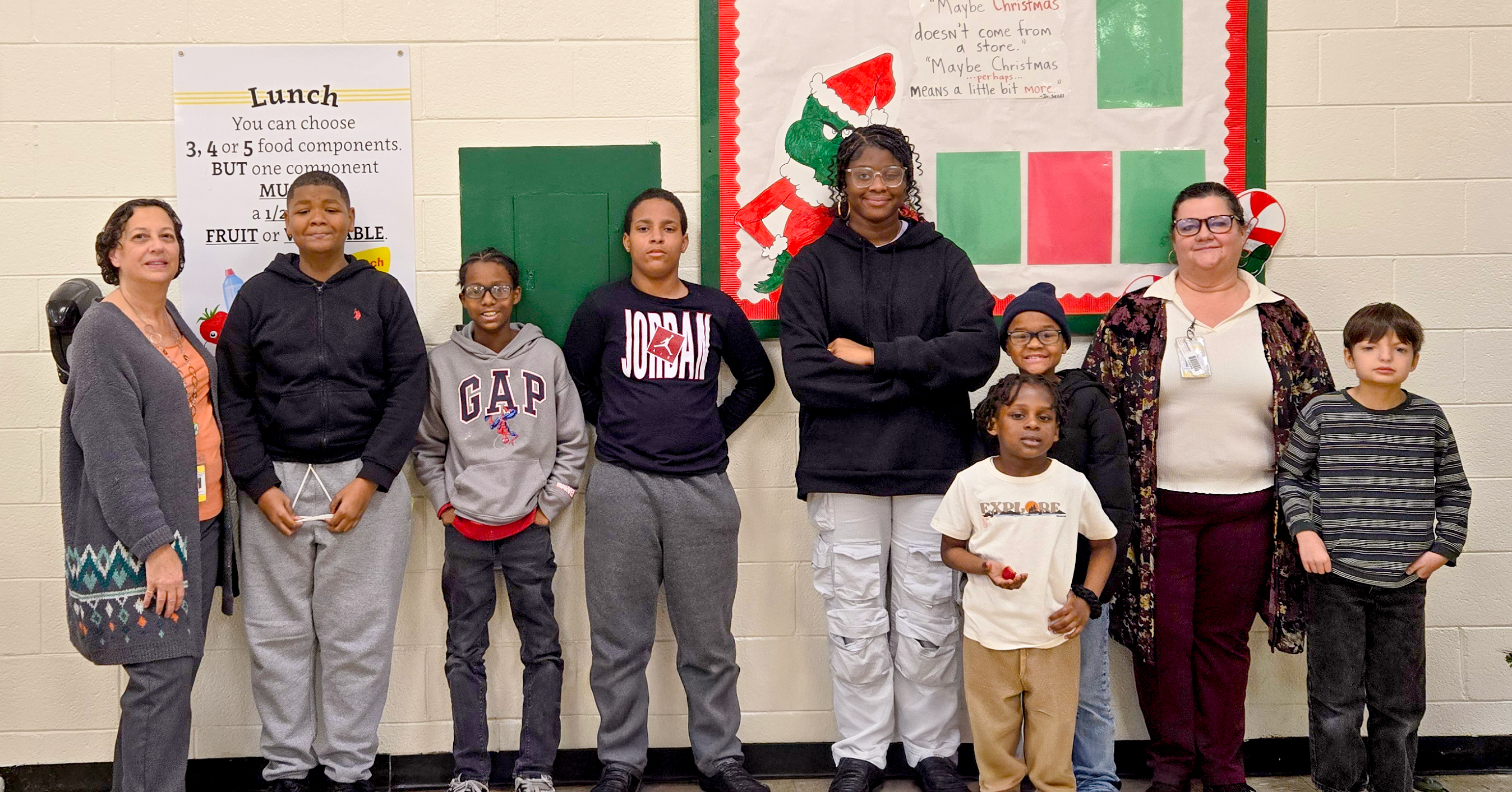 Happy Birthday photo of students celebrating in the cafeteria