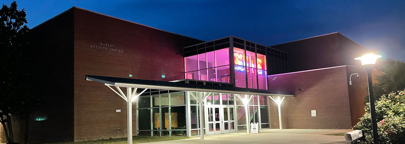 Massey Activity Center at night