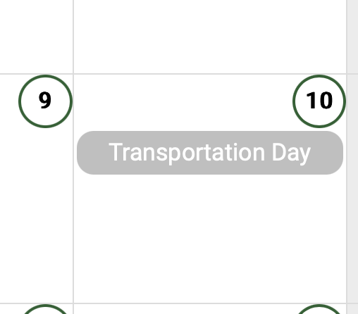 Calendar Transportation Day