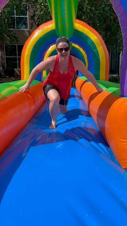 Briana on inflated water slide